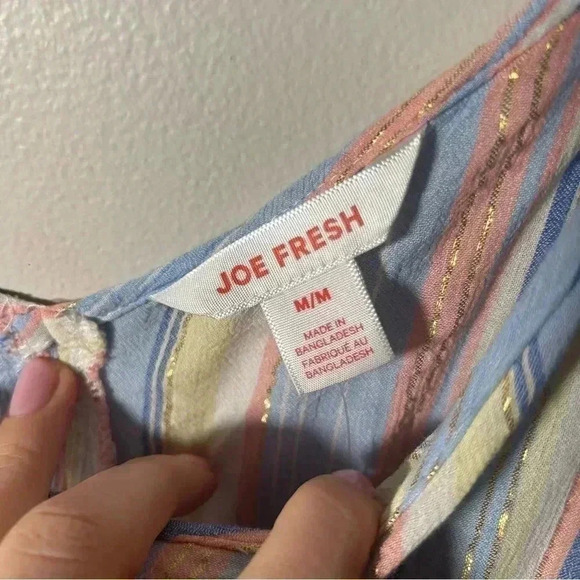 NWT Joe Fresh Tie Shoulder Rainbow Stripe Dress M - Picture 6 of 9
